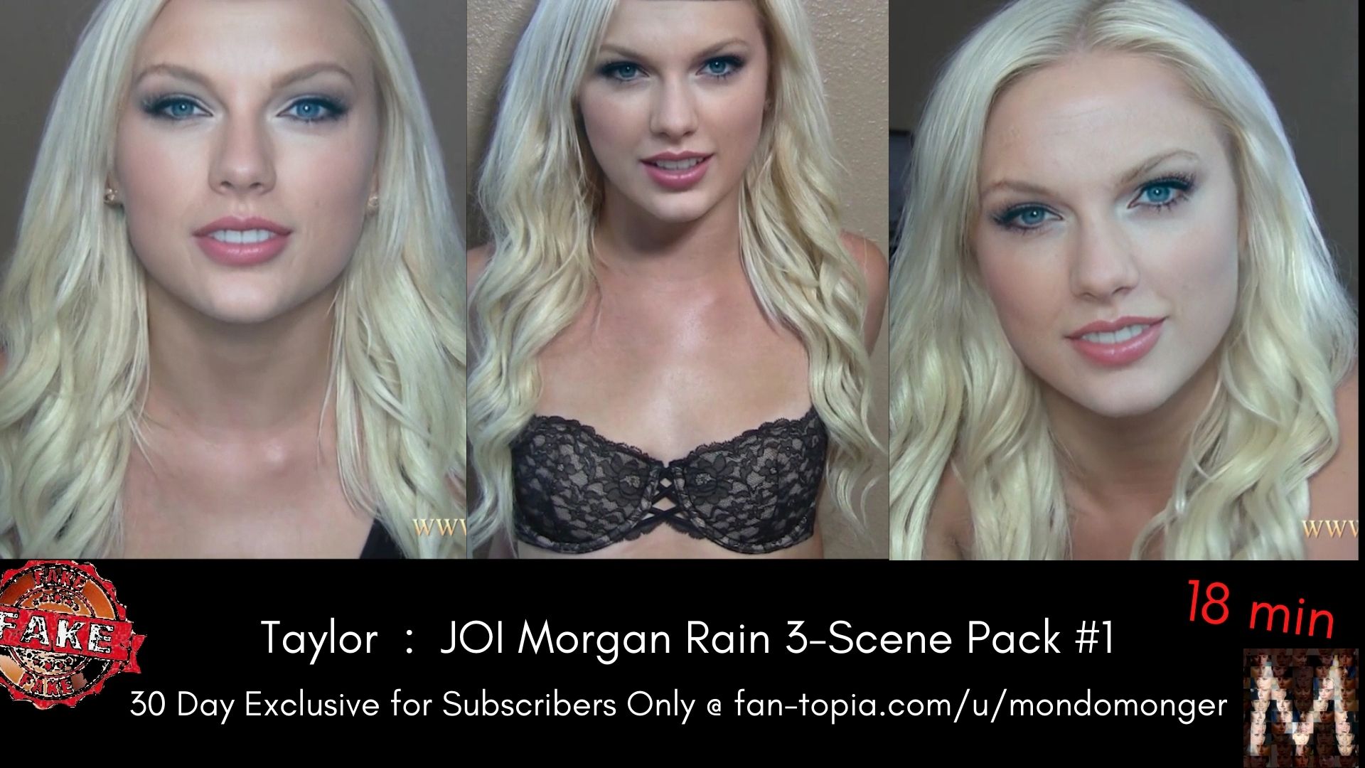 Not Taylor Swift:  18min 3 scene  JOI/CEI Morgan Rain Pack #1 (Preview)