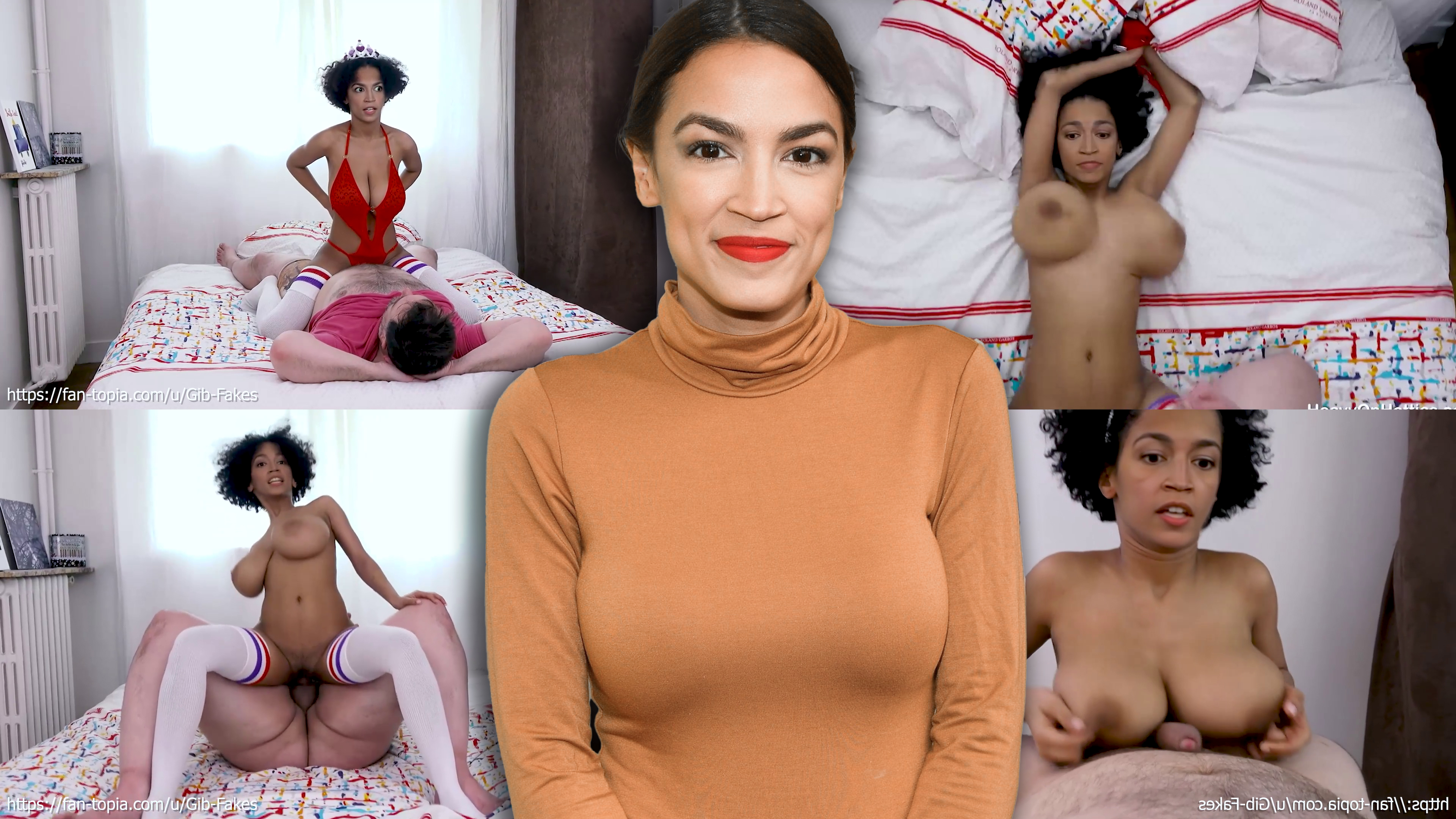 Alexandria Ocasio-Cortez (AOC) as a Black Woman with Perfect Tits