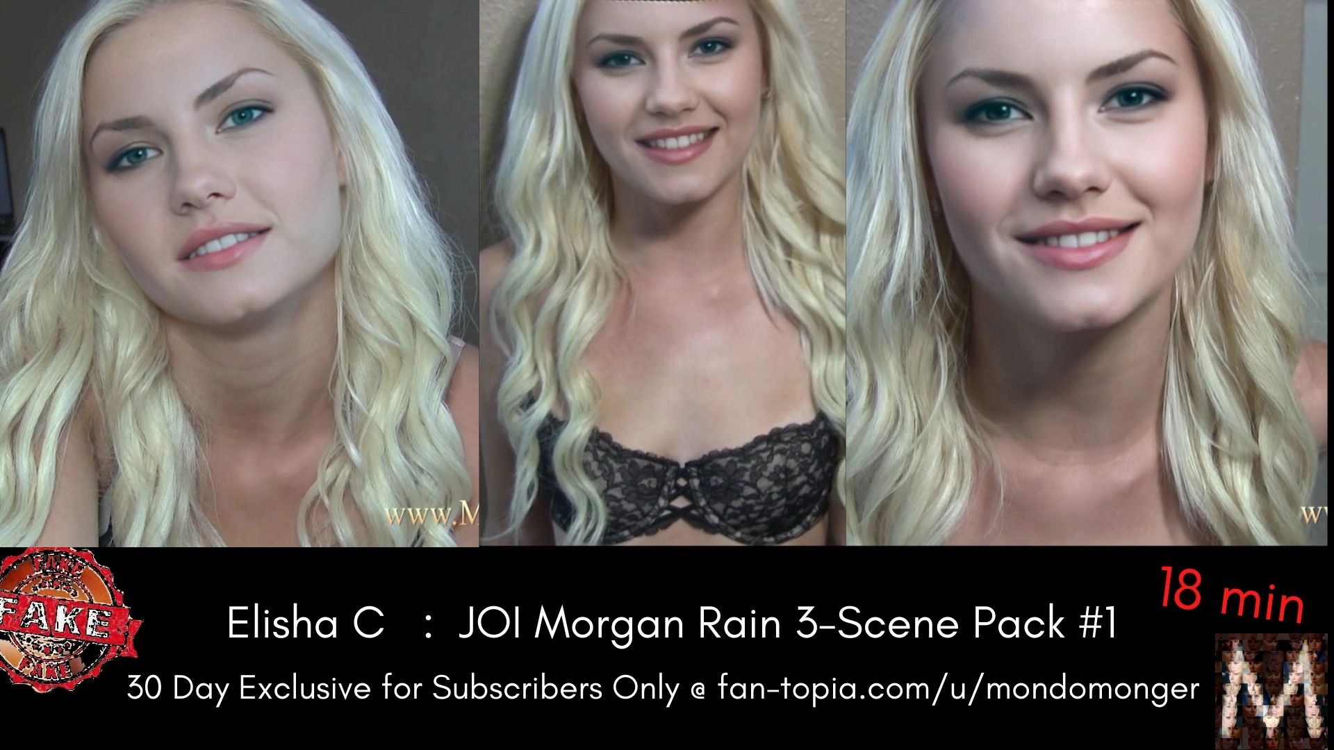 Not Elisha Cuthbert:  18 min Morgan Rain Pack #1   JOI/JOI/CEI (Preview)