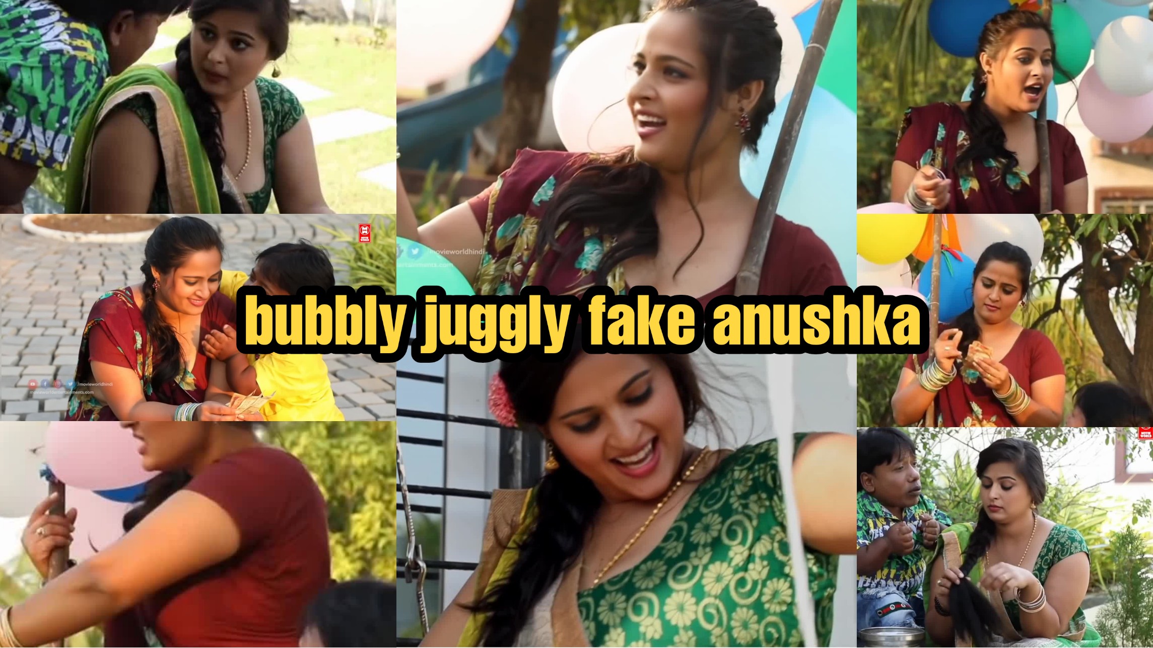 anushka shetty (fake) bubbly jiggly aunty sedcuing lot of men