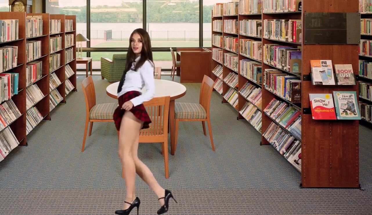 Jenny Carrera a school girl in the library