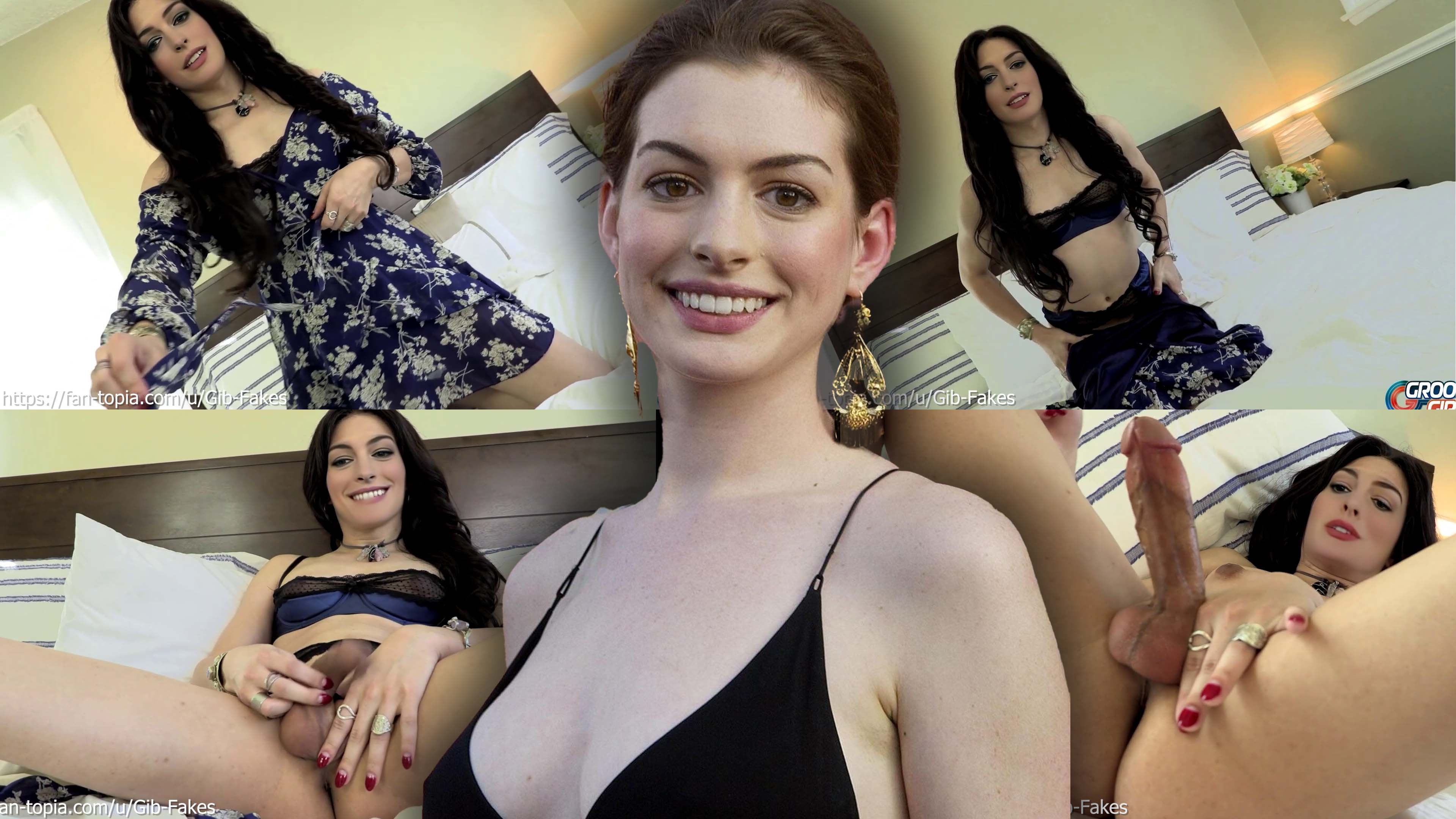 Anne Hathaway Wants You to Join Her on the Bed for a Wank (trans)